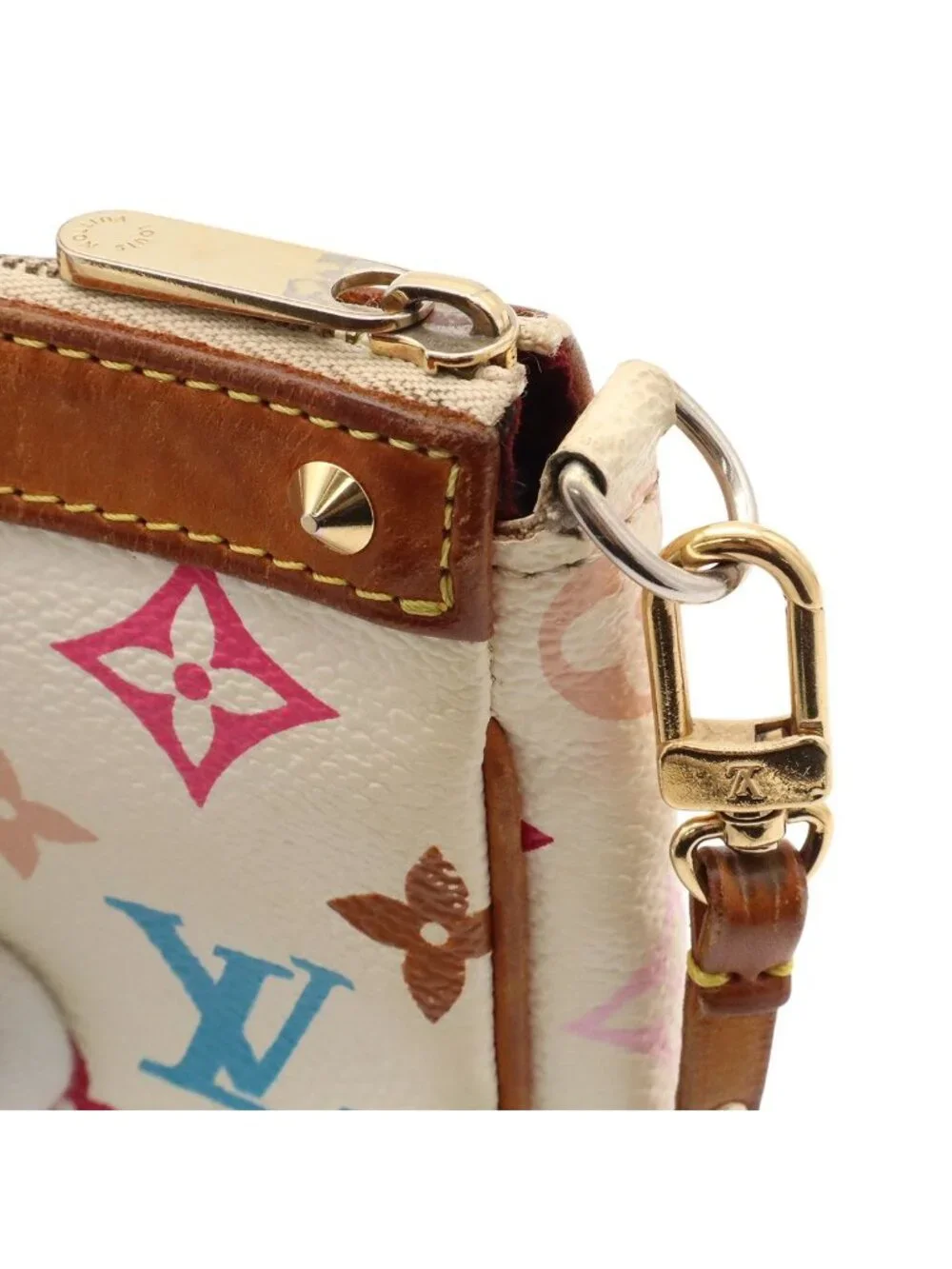 Louis Vuitton Monogram Multicolor Pochette Soir Pouch Party Blanc White